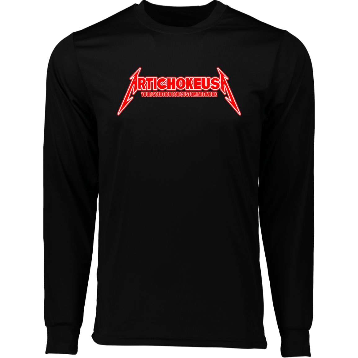 ArtichokeUSA Custom Design. Metallica Style Logo. Let's Make One For Your Project. Long Sleeve Moisture-Wicking Tee