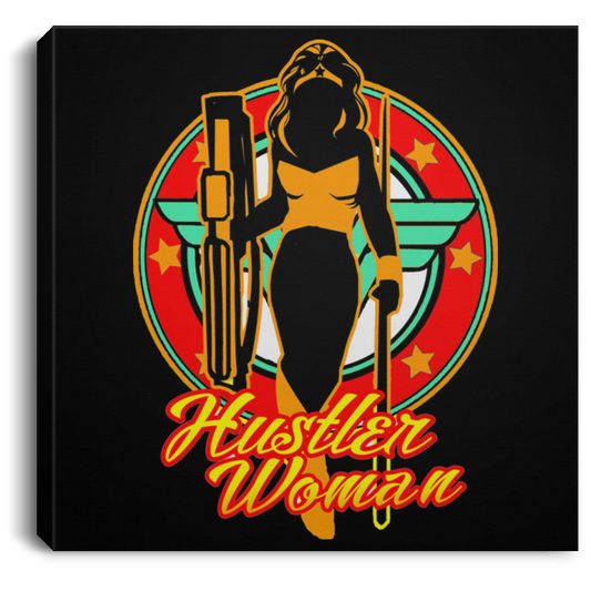 The GHOATS custom design #15. Hustler Woman. Wonder Woman Fan Art Parody. Pool Billiards.  Square Canvas .75in Frame