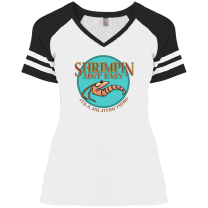 Artichoke Fight Gear Custom Design #18. Shrimpin ain't Easy. Ladies' Game V-Neck T-Shirt