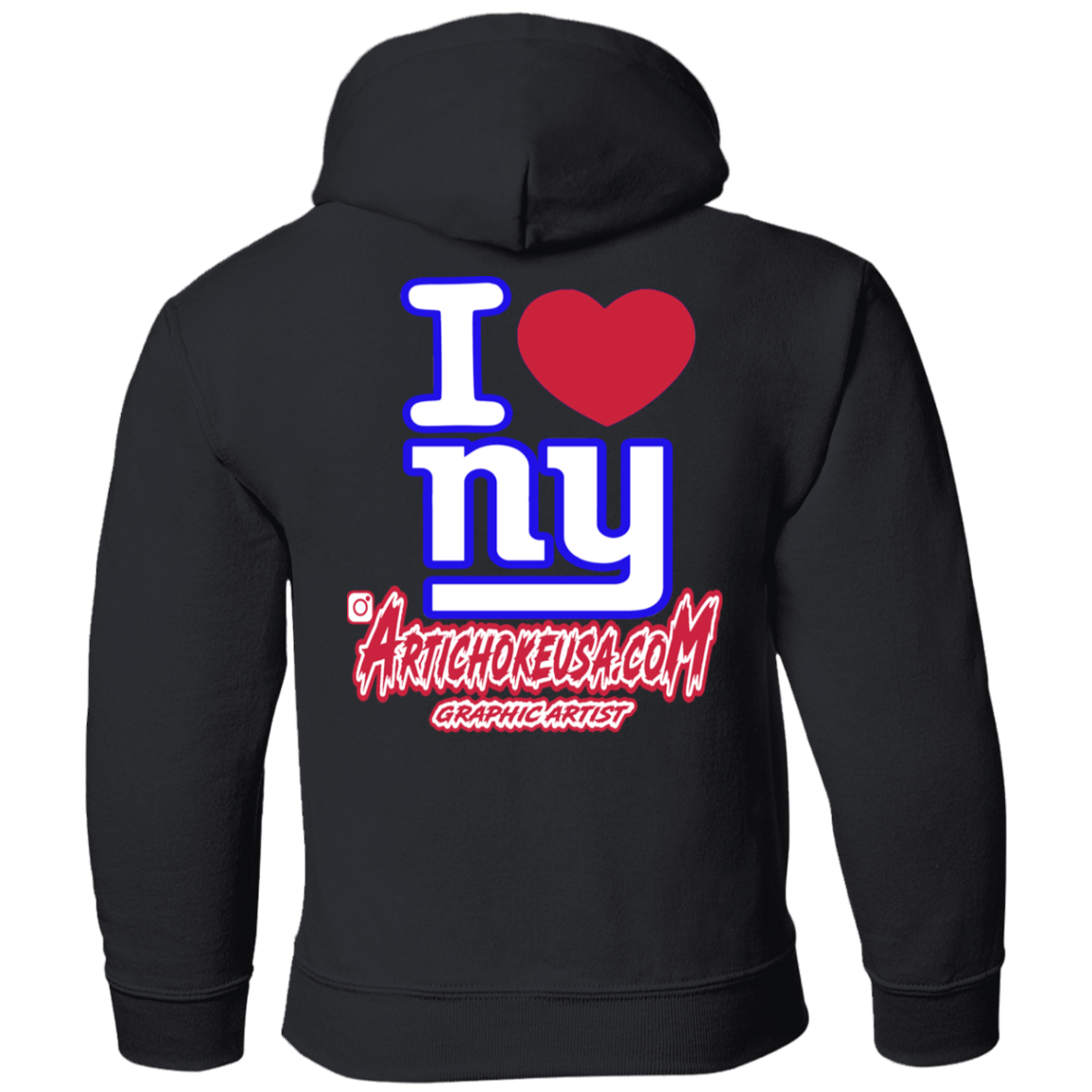 ArtichokeUSA Custom Design. I heart New York Giants. NY Giants Football Fan Art. Youth Pullover Hoodie