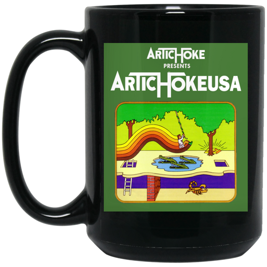 ArtichokeUSA Custom Design. Pitfall Game. Activision Parody. 15 oz. Black Mug