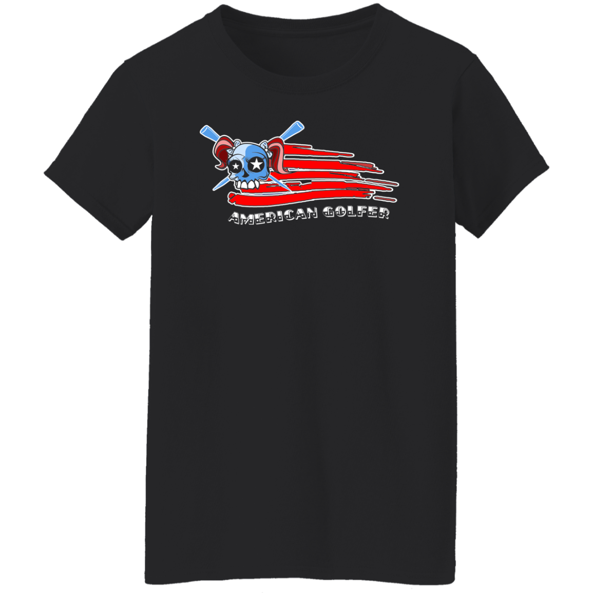 OPG Custom Design #12. American Golfer. Female Edition. Ladies' 100% Preshrunk Cotton. T-Shirt
