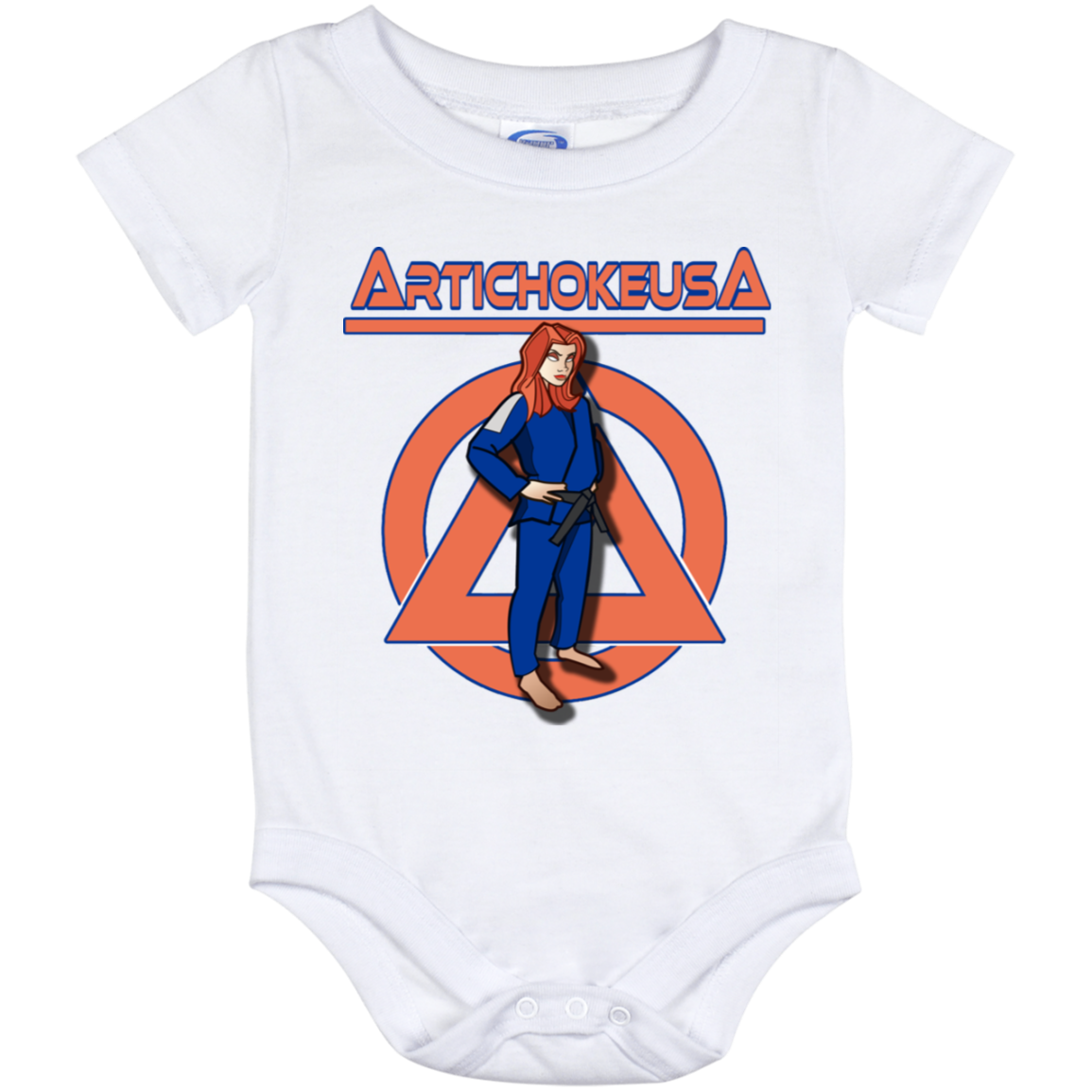 ArtichokeUSA Character and Font design. Let's Create Your Own Team Design Today. Amber. Baby Onesie 12 Month