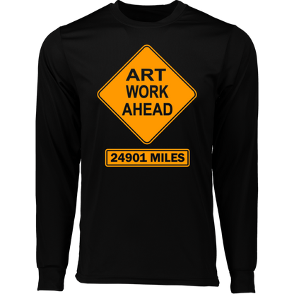 ArtichokeUSA Custom Design. Art Work Ahead. 24,901 Miles (Miles Around the Earth). Long Sleeve Moisture-Wicking Tee