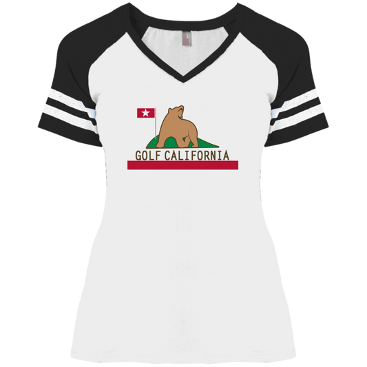 OPG Custom Design #14. Golf California. California State Flag. Ladies' Game V-Neck T-Shirt
