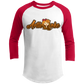 ZZ#21 Characters and Fonts. Aubrey. A show case of my characters and font styles. 3/4 Raglan Sleeve Shirt