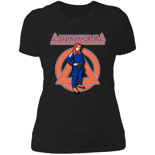 ArtichokeUSA Character and Font design. Let's Create Your Own Team Design Today. Amber. Ladies' Boyfriend T-Shirt