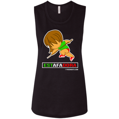 The GHOATS Custom Design. #30 Estafadora. (Spanish translation for Female Hustler). Ladies' Flowy Muscle Tank