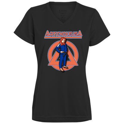 ArtichokeUSA Character and Font design. Let's Create Your Own Team Design Today. Amber. Ladies’ Moisture-Wicking V-Neck Tee