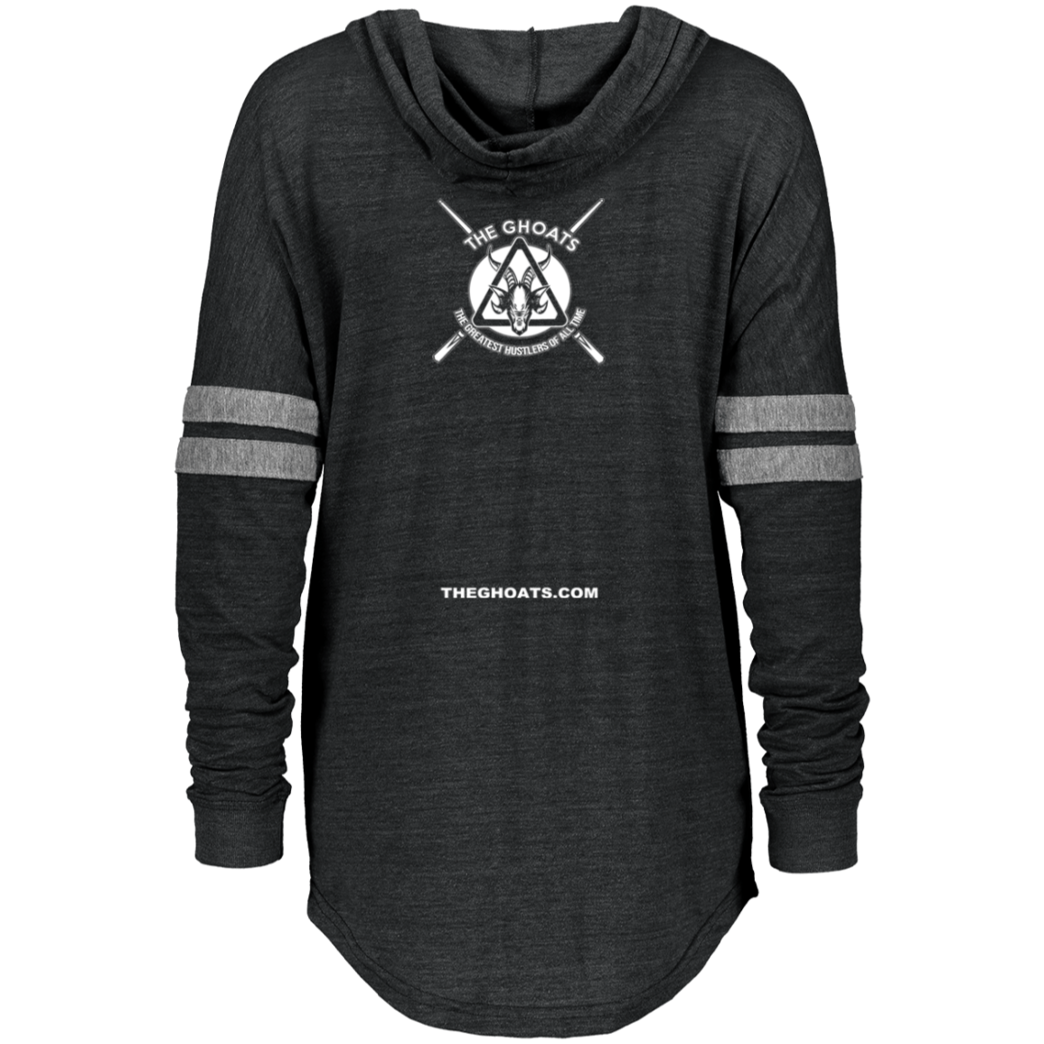 The GHOATS custom design #10. All Seeing Eye. Ladies Hooded Low Key Pullover