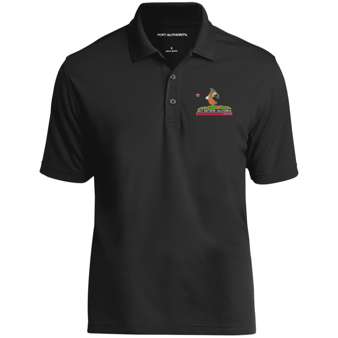 Custom Design #15. Golf Southern California with Yogi Fan Art. 100%Polyester UV Micro-Mesh Polo