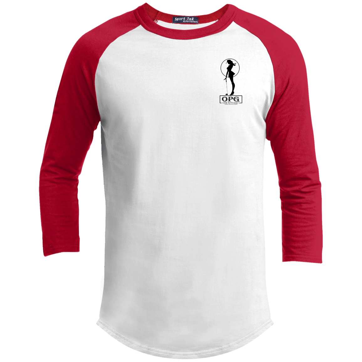 OPG Custom Design #10. Lady on Front / Flag Pole Dancer On Back. Youth 3/4 Raglan Sleeve Shirt