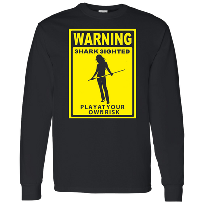 The GHOATS Custom Design. #34 Beware of Sharks. Play at Your Own Risk. (Ladies only version). LS T-Shirt 5.3 oz.