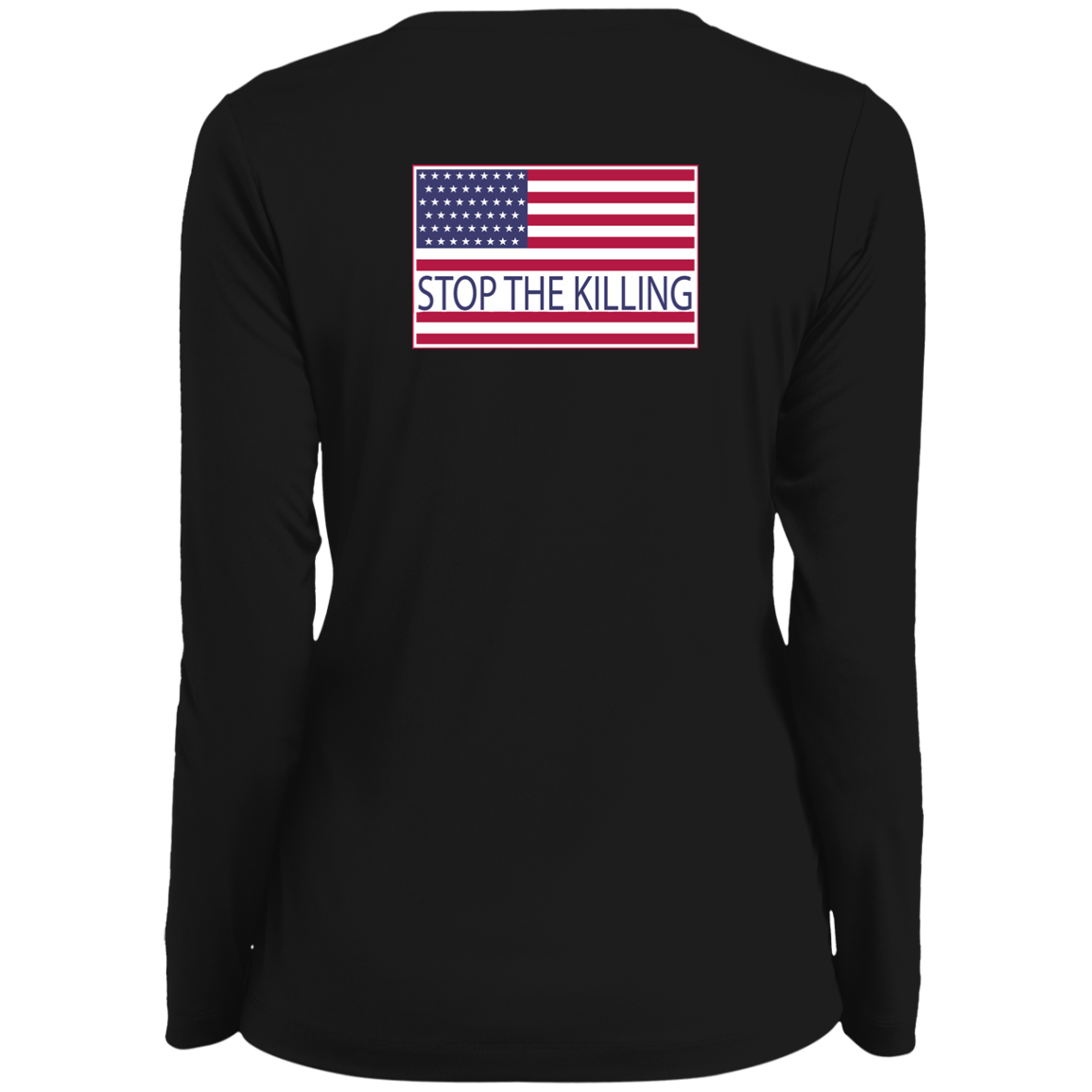 ArtichokeUSA Custom Design. TRIGGERED. STRESSED. Stop the Killing. Ladies' Moisture-Wicking Long Sleeve V-Neck Tee