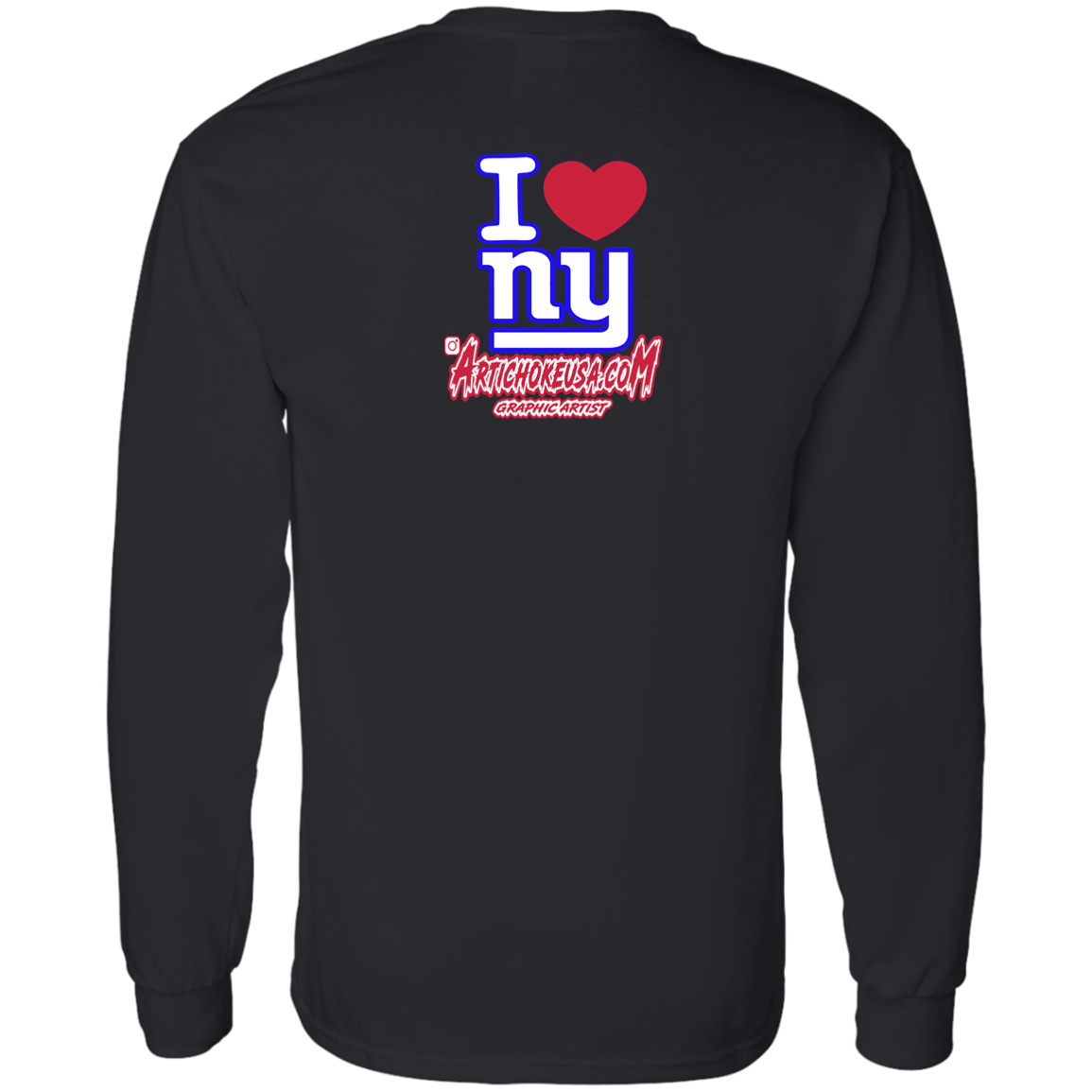 ArtichokeUSA Custom Design. I heart New York Giants. NY Giants Football Fan Art. 100 % Cotton LS T-Shirt