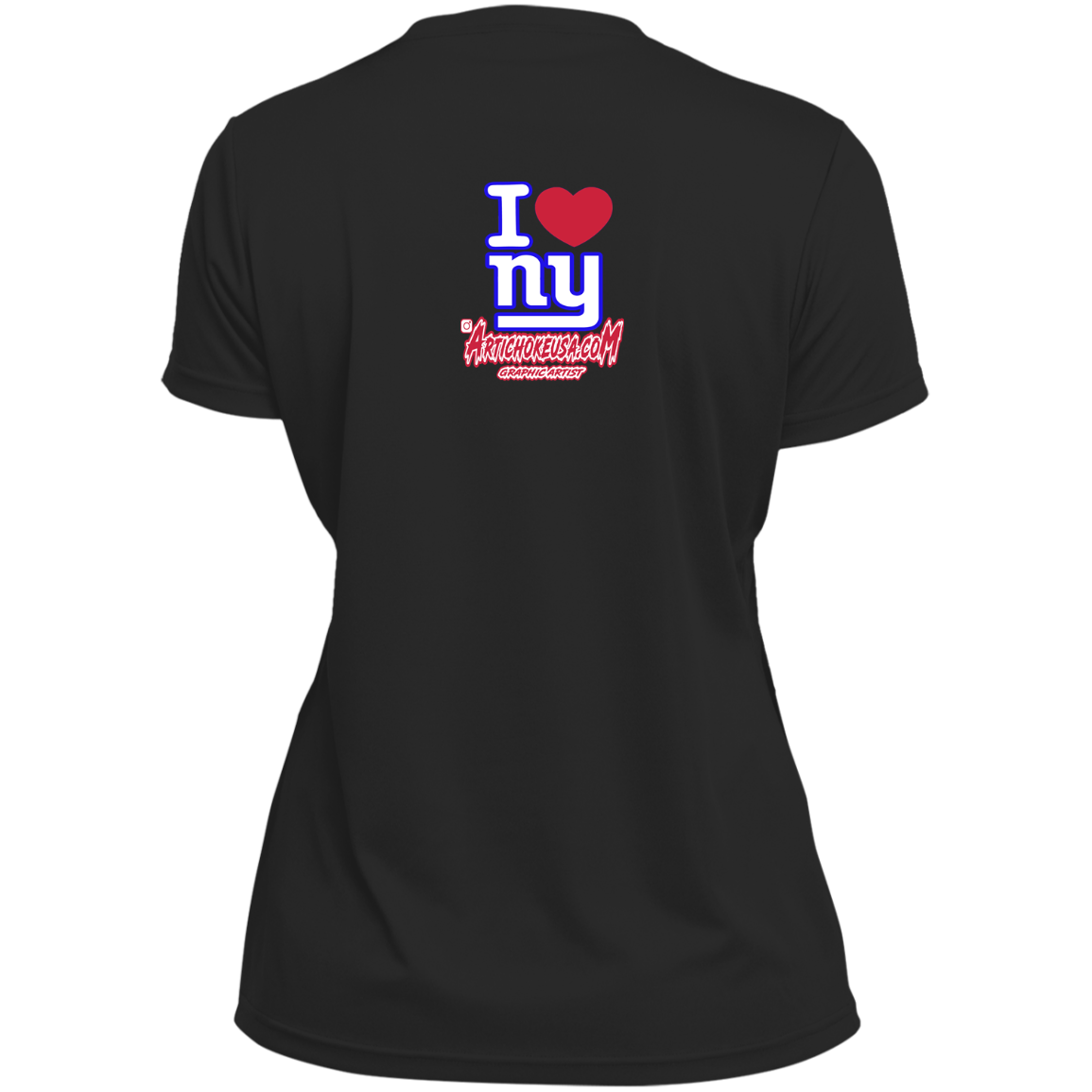 ArtichokeUSA Custom Design. I heart New York Giants. NY Giants Football Fan Art. Ladies’ Moisture-Wicking V-Neck Tee