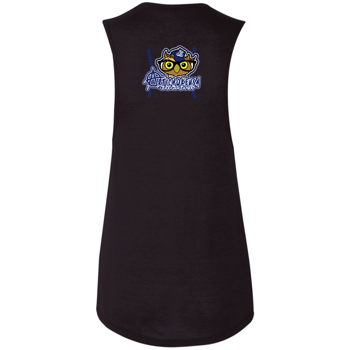 ArtichokeUSA Character and Font design. New York Owl. NY Yankees Fan Art. Let's Create Your Own Team Design Today. Ladies' Flowy Muscle Tank