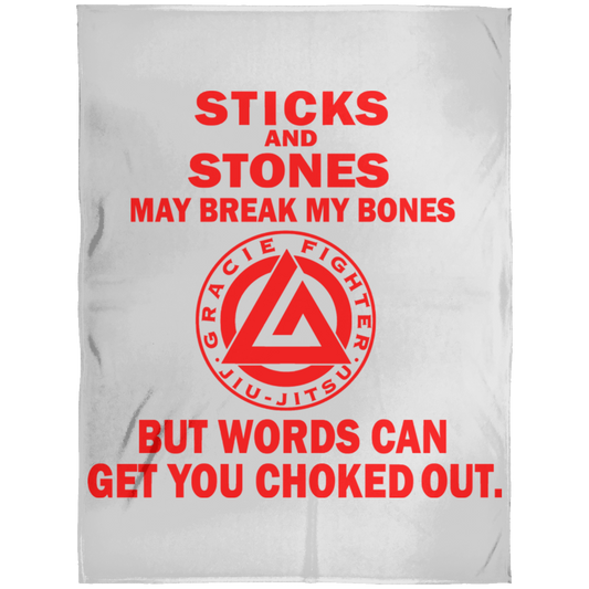 Artichoke Fight Gear Custom Design #16. Sticks And Stones May Break My Bones But Words Can Get You Choked Out. Gracie Fighter. BJJ. Arctic Fleece Blanket 60x80
