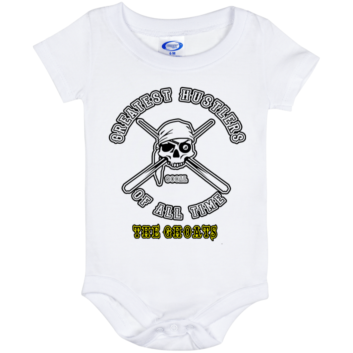 The GHOATS Custom Design. #4 Motorcycle Club Style. Ver 1/2. Baby Onesie 6 Month