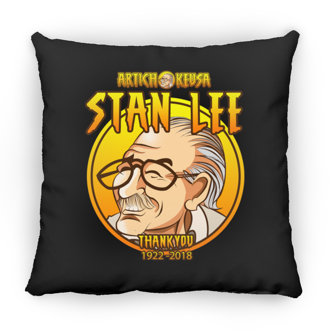 ArtichokeUSA Character and Font design. Stan Lee Thank You Fan Art. Let's Create Your Own Design Today. Large Square Pillow