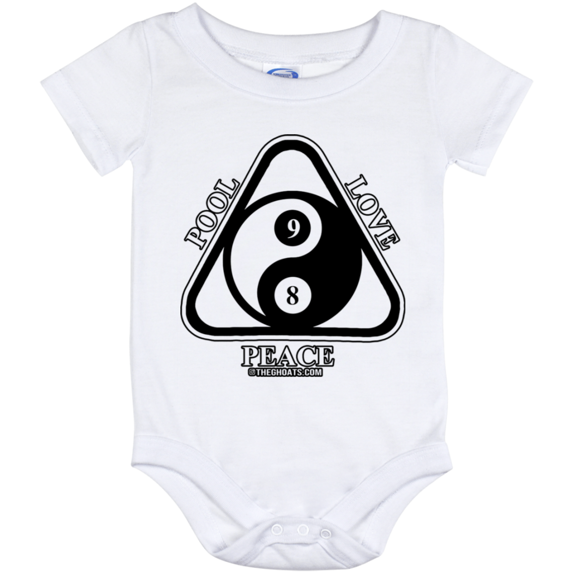 The GHOATS Custom Design #9. Ying Yang. Pool Love Peace. Baby Onesie 12 Month