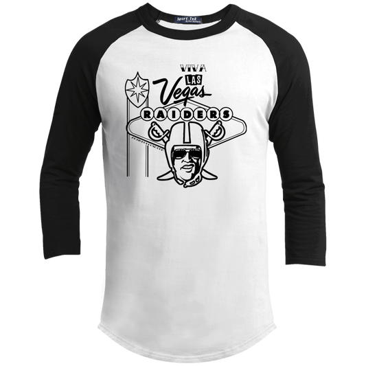 ArtichokeUSA Custom Design. Las Vegas Raiders. Las Vegas / Elvis Presley Parody Fan Art. Let's Create Your Own Team Design Today. Youth 3/4 Raglan Sleeve Shirt