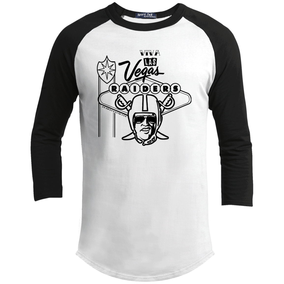 ArtichokeUSA Custom Design. Las Vegas Raiders. Las Vegas / Elvis Presley Parody Fan Art. Let's Create Your Own Team Design Today. Youth 3/4 Raglan Sleeve Shirt