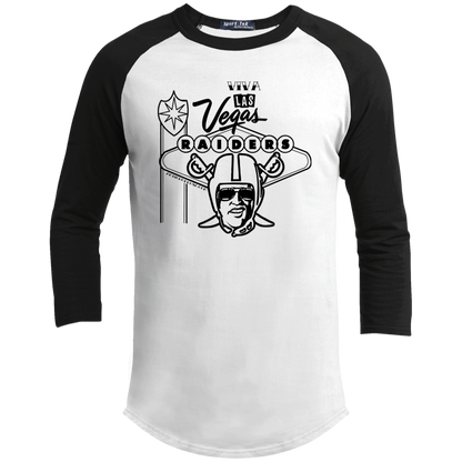 ArtichokeUSA Custom Design. Las Vegas Raiders. Las Vegas / Elvis Presley Parody Fan Art. Let's Create Your Own Team Design Today. Youth 3/4 Raglan Sleeve Shirt