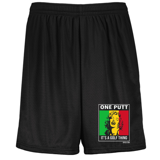 OPG Custom Design #22. One Putt / One Love Parody with Fan Art. Female Edition. Youth Moisture-Wicking Mesh Shorts
