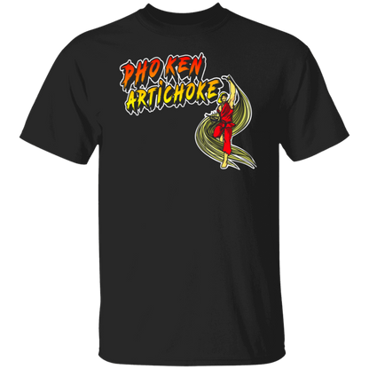 ArtichokeUSA Custom Design. Pho Ken Artichoke. Street Fighter Parody. Gaming. 5.3 oz. T-Shirt