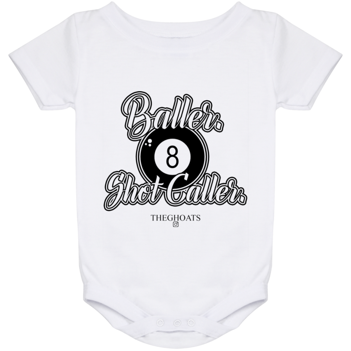 The GHOATS Custom Design #2. Baller. Shot Caller. Baby Onesie 24 Month