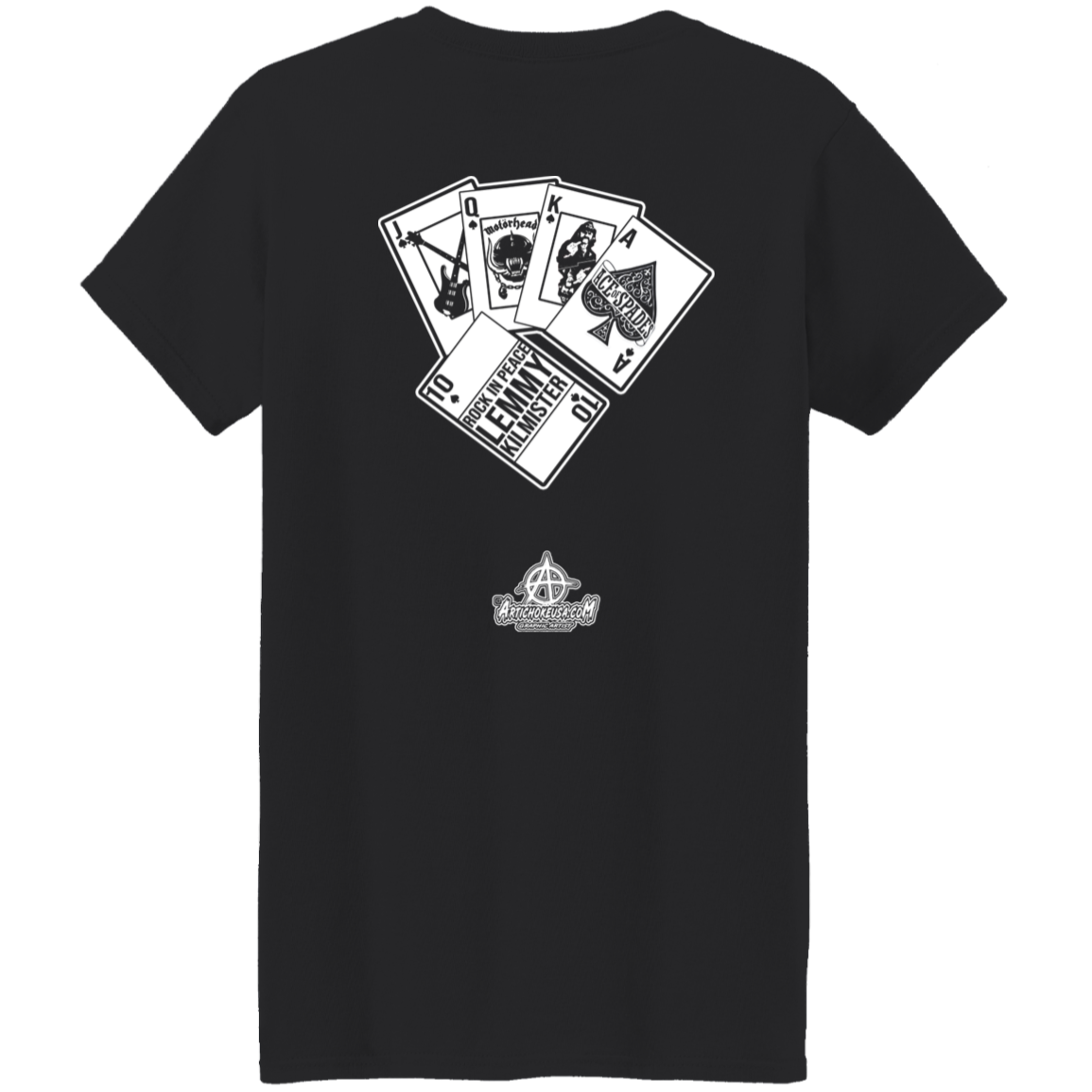 ArtichokeUSA Custom Design. Lemmy Kilmister "Ace of Spades" Tribute Fan Art Version 2 of 2. Ladies' 5.3 oz. T-Shirt