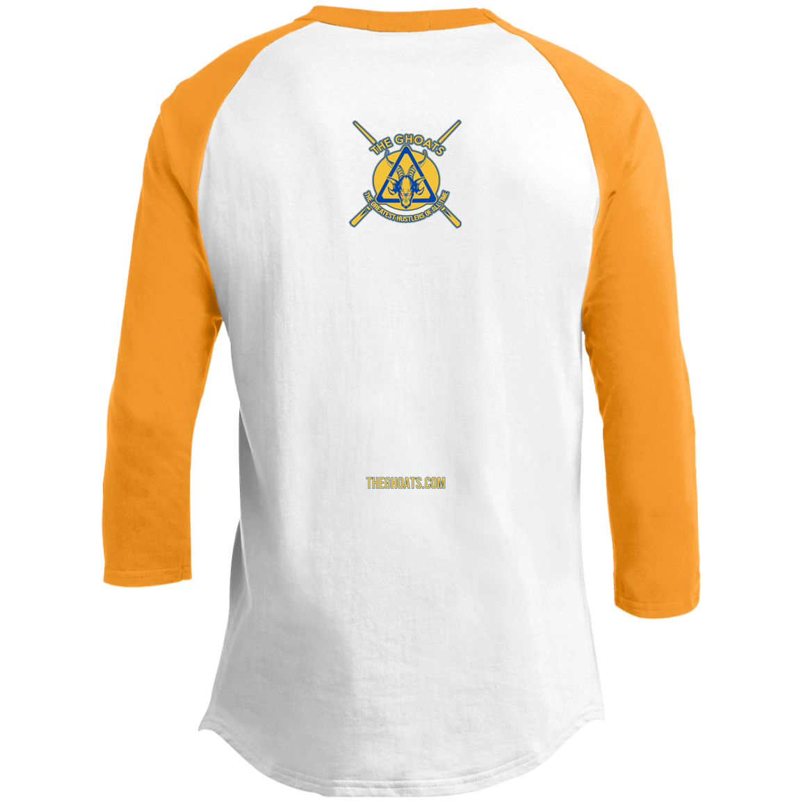 The GHOATS Custom Design. #12 GOLDEN STATE HUSTLERS.	Youth 3/4 Raglan Sleeve Shirt