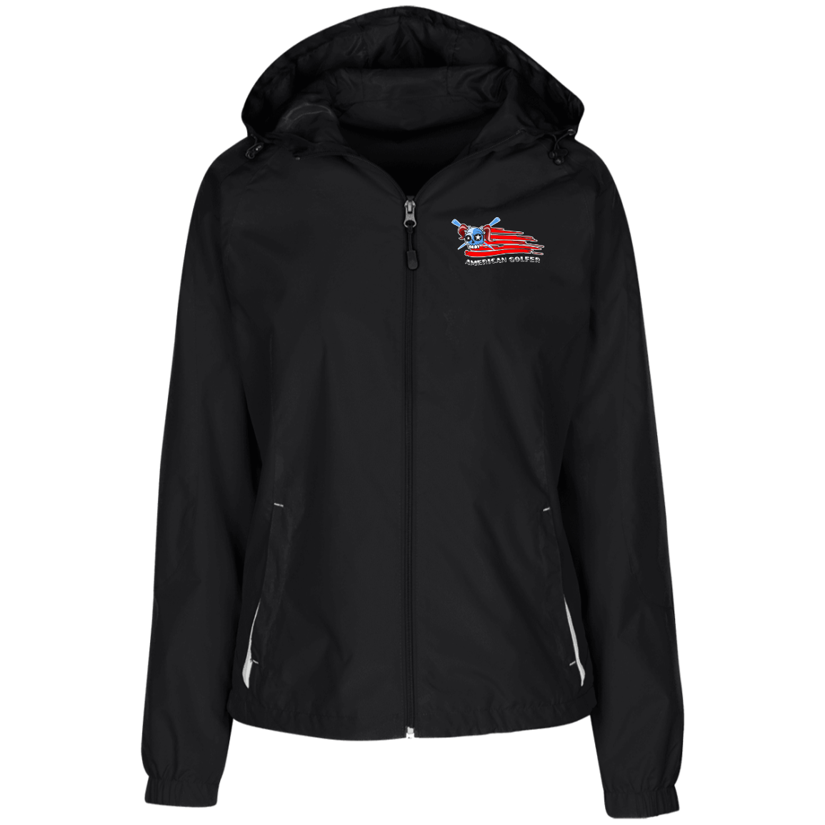 OPG Custom Design #12. American Golfer. Female Edition. Ladies' Jersey-Lined Hooded Windbreaker