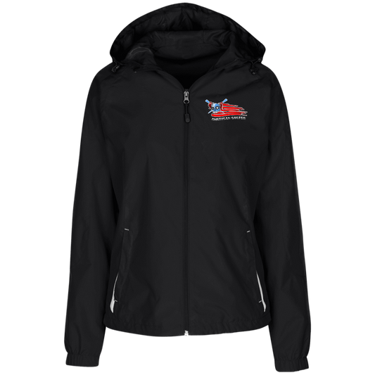 OPG Custom Design #12. American Golfer. Female Edition. Ladies' Jersey-Lined Hooded Windbreaker