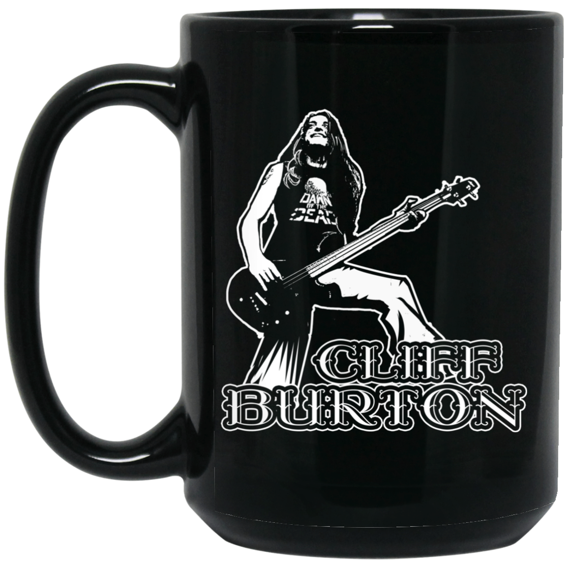 ArtichokeUSA Custom Design. Cliff Burton Tribute. 15 oz. Black Mug