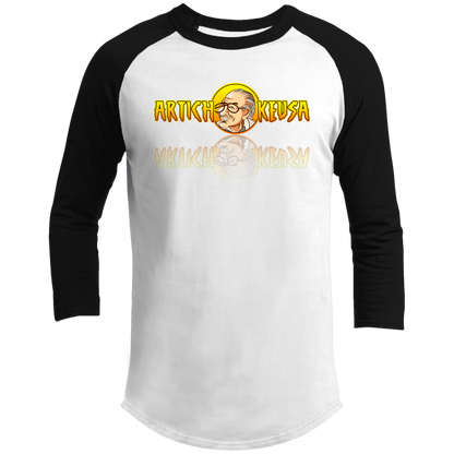 ArtichokeUSA Character and Font design. Stan Lee Thank You Fan Art. Let's Create Your Own Design Today. Men's 3/4 Raglan Sleeve Shirt