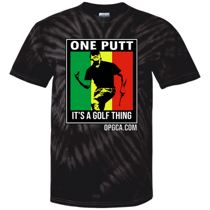 OPG Custom Design #22. One Putt / One Love Parody with Fan Art. Male Edition. Youth Tie Dye T-Shirt