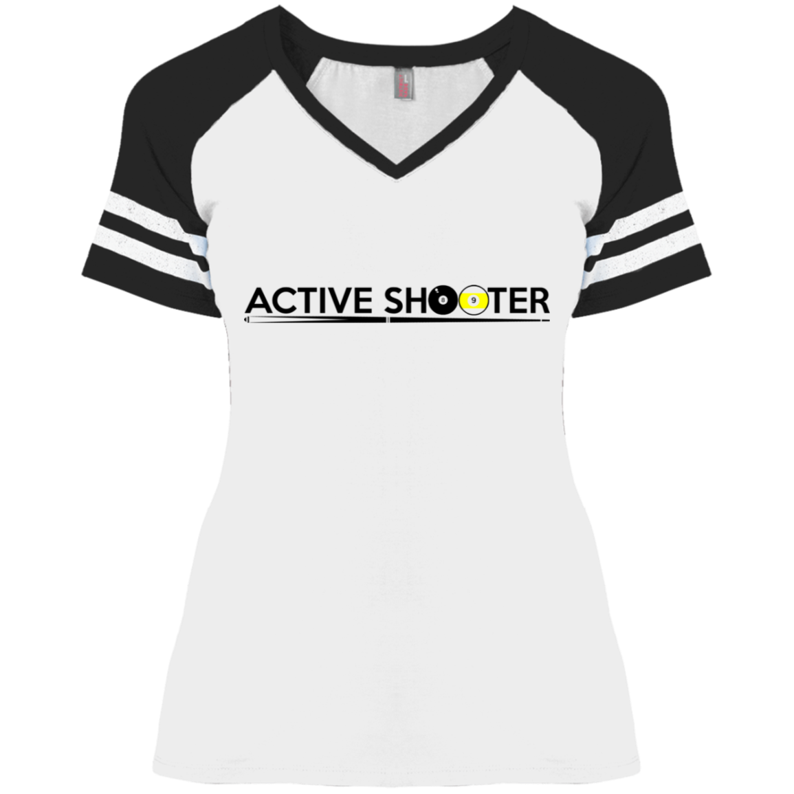 The GHOATS Custom Design #1. Active Shooter. Ladies' Game V-Neck T-Shirt