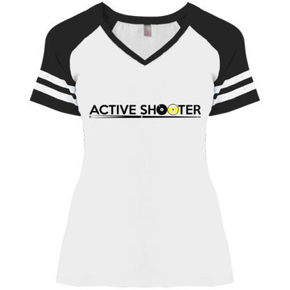 The GHOATS Custom Design #1. Active Shooter. Ladies' Game V-Neck T-Shirt