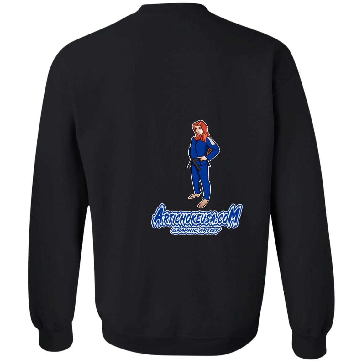 ArtichokeUSA Character and Font design. Let's Create Your Own Team Design Today. Amber. Crewneck Pullover Sweatshirt