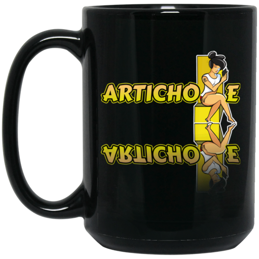ArtichokeUSA Character and Font Design. Let’s Create Your Own Design Today. Betty. 15 oz. Black Mug