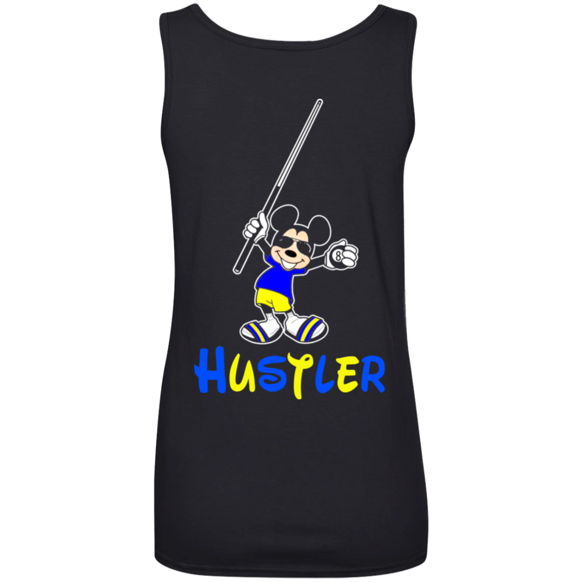 The GHOATS Custom Design #20. Look at the back. Hustle Mouse. Mickey Mouse Fan Art. Ladies' 100% Ringspun Cotton Tank Top