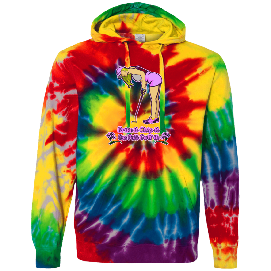 OPG Custom Design #13. Drive it. Chip it. One Putt Golf it. Tie-Dyed Pullover Hoodie