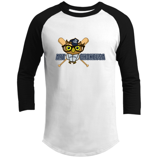 ArtichokeUSA Character and Font design. New York Owl. NY Yankees Fan Art. Let's Create Your Own Team Design Today. Men's 3/4 Raglan Sleeve Shirt