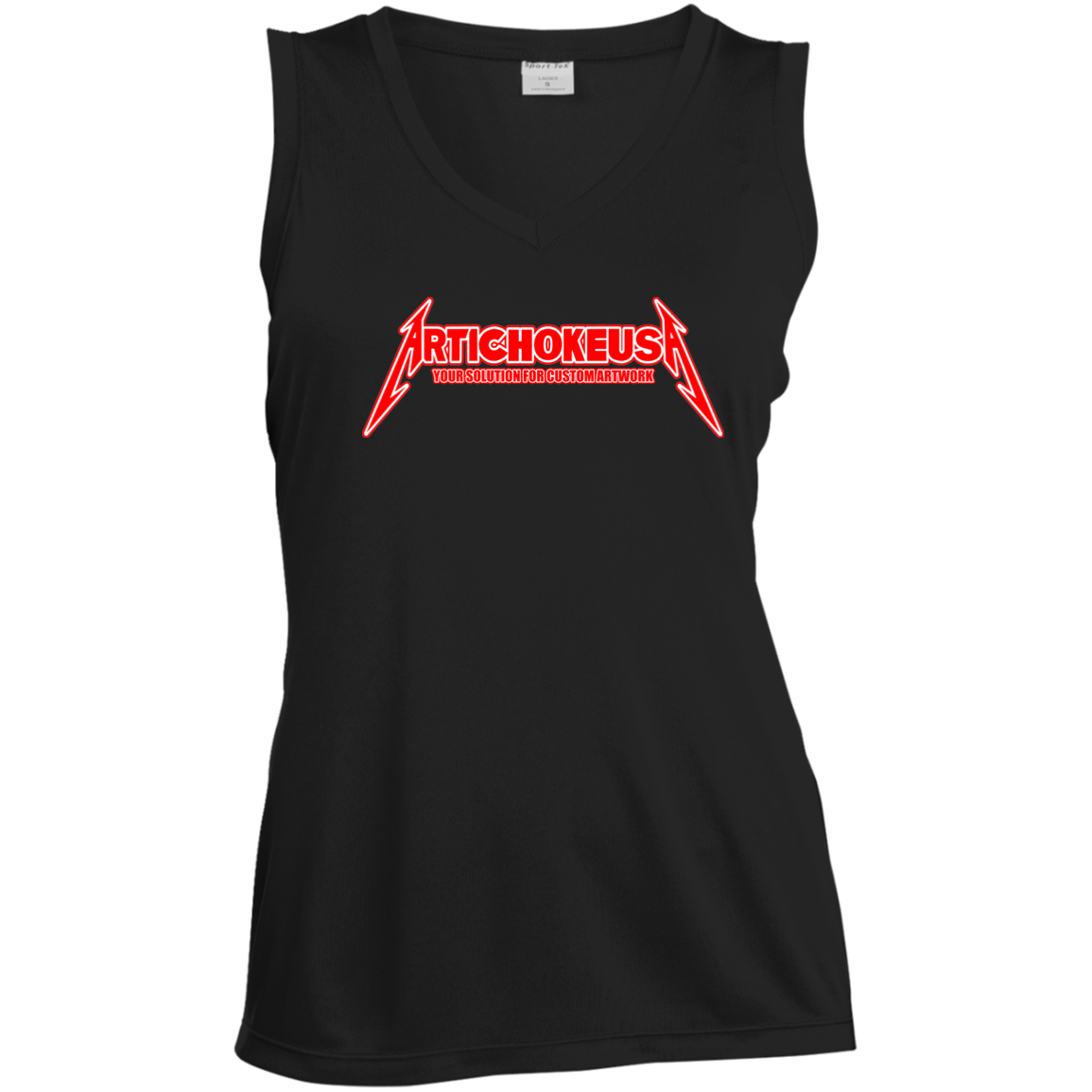 ArtichokeUSA Custom Design. Metallica Style Logo. Let's Make One For Your Project. Ladies' Sleeveless V-Neck