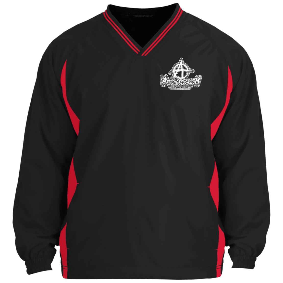 Embroidered Tipped V-Neck Windshirt