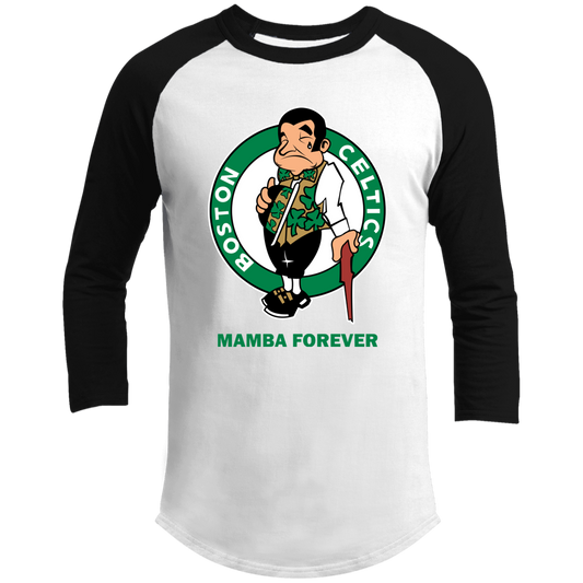 ArtichokeUSA Custom Design. RIP Kobe. Mamba Forever. Celtics / Lakers Fan Art Tribute. Men's 3/4 Raglan Sleeve Shirt