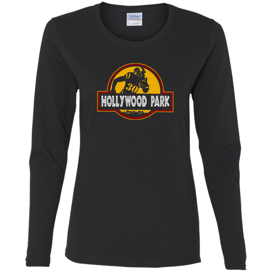 ArtichokeUSA Custom Design. LA Ram's Todd Gurley Jurassic Park Fan Art / Parody. Ladies' 100% Cotton Long Sleeve T-Shirt