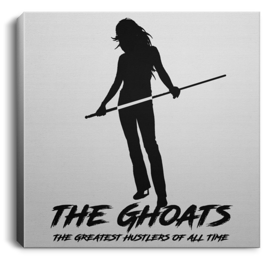 The GHOATS custom design #36. Shark Sighted. Female Pool Shark. Shoot At Your Own Risk. Pool / Billiards. Square Canvas .75in Frame